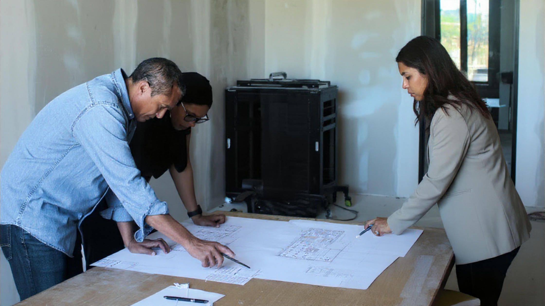 Commercial office fit-out delays planning meeting on site